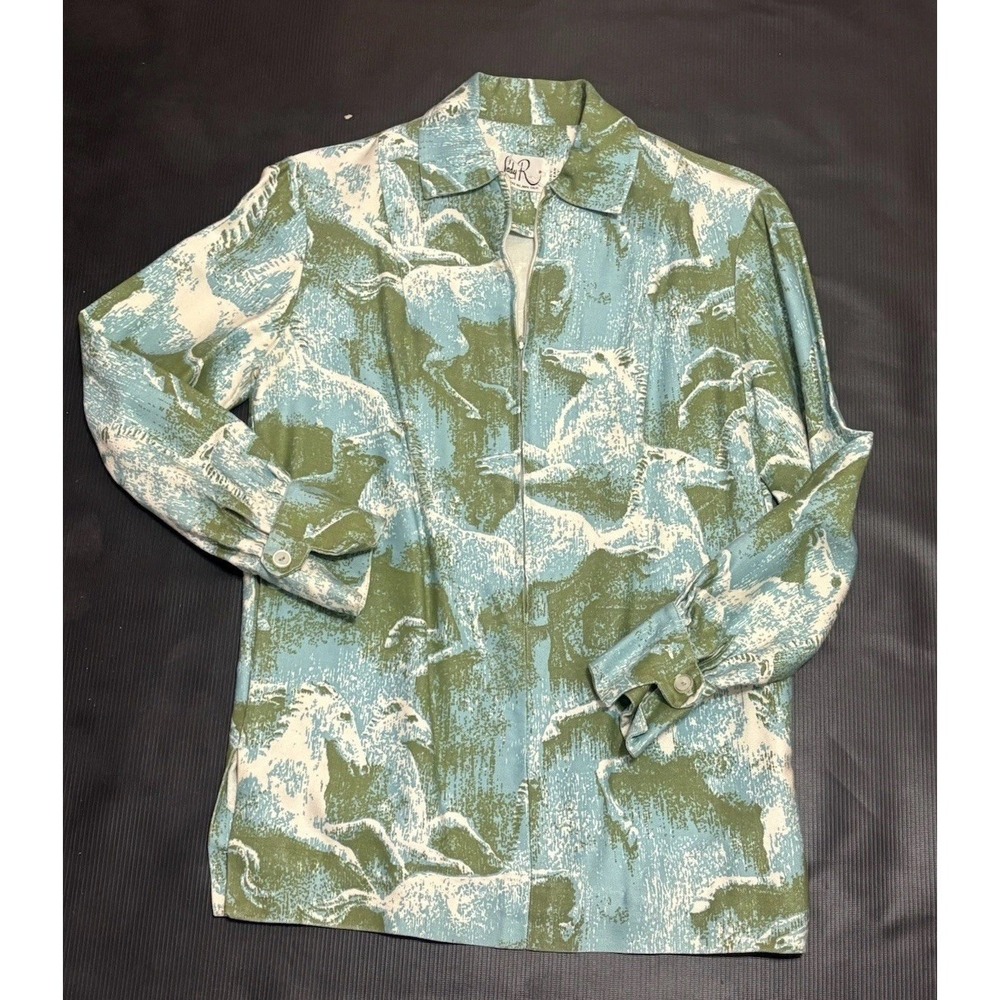 Vintage 60s Lady R. Rough Rider Western Shirt Psychedelic Horse USA AOP Boho